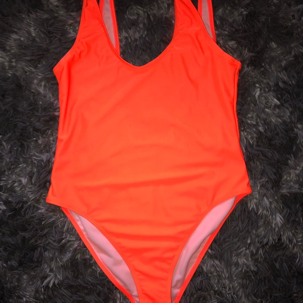 Neon orange swimsuit
